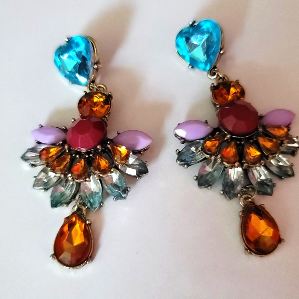 Colorful Teardrop Post Back Earrings